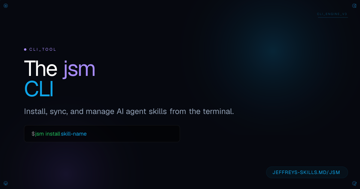 jsm CLI — Install & Manage Premium Claude Code Skills | Jeffrey's Skills.md